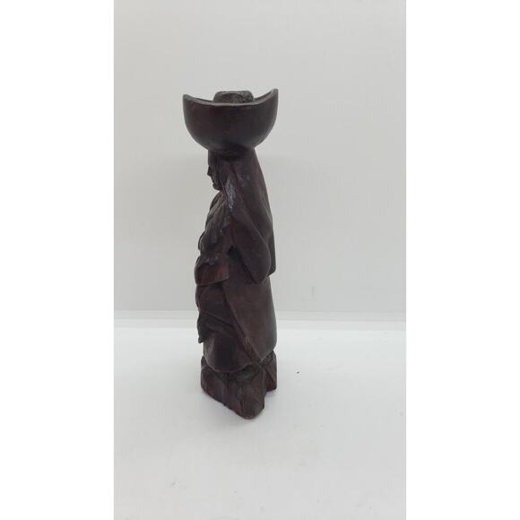 Vintage Hand Carved Wood Sculpture Woman Working Ethnic - Picture 2 of 10